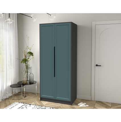 Шкаф распашной Тренд КТ-Ш2 (Антрацит ЛДСП/ Верде ЛМДФ) Ш918 В2128 Г547 Шкаф распашной Тренд КТ-Ш2 (Антрацит ЛДСП/ Верде ЛМДФ) Ш918 В2128 Г547